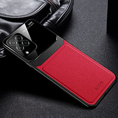 Funda Silicona Goma de Cuero Carcasa con Magnetico FL1 para Samsung Galaxy M53 5G Rojo