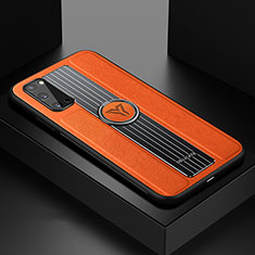 Funda Silicona Goma de Cuero Carcasa con Magnetico FL1 para Samsung Galaxy S20 5G Naranja