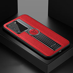 Funda Silicona Goma de Cuero Carcasa con Magnetico FL1 para Samsung Galaxy S20 Ultra 5G Rojo