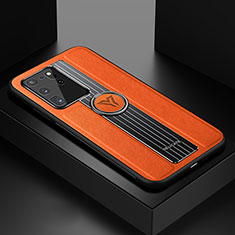 Funda Silicona Goma de Cuero Carcasa con Magnetico FL1 para Samsung Galaxy S20 Ultra Naranja