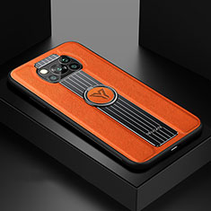 Funda Silicona Goma de Cuero Carcasa con Magnetico FL1 para Xiaomi Poco X3 NFC Naranja