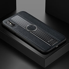 Funda Silicona Goma de Cuero Carcasa con Magnetico FL1 para Xiaomi Redmi 9i Negro