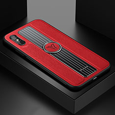 Funda Silicona Goma de Cuero Carcasa con Magnetico FL1 para Xiaomi Redmi 9i Rojo