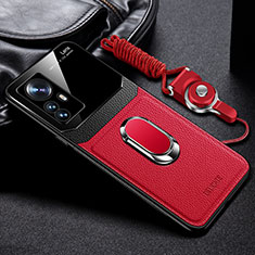 Funda Silicona Goma de Cuero Carcasa con Magnetico FL2 para Xiaomi Mi 12T 5G Rojo