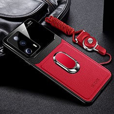 Funda Silicona Goma de Cuero Carcasa con Magnetico FL2 para Xiaomi Mi 13 Lite 5G Rojo