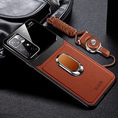 Funda Silicona Goma de Cuero Carcasa con Magnetico FL2 para Xiaomi Poco M4 Pro 5G Marron