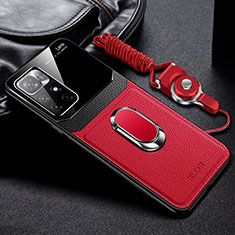 Funda Silicona Goma de Cuero Carcasa con Magnetico FL2 para Xiaomi Redmi Note 11S 5G Rojo