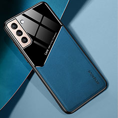 Funda Silicona Goma de Cuero Carcasa con Magnetico M01 para Samsung Galaxy S21 Plus 5G Azul