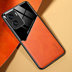 Funda Silicona Goma de Cuero Carcasa con Magnetico para Huawei Honor 90 Lite 5G Naranja