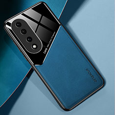 Funda Silicona Goma de Cuero Carcasa con Magnetico para Huawei Honor 90 Pro 5G Azul