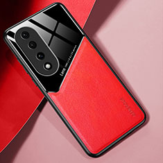Funda Silicona Goma de Cuero Carcasa con Magnetico para Huawei Honor 90 Pro 5G Rojo