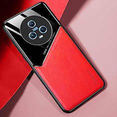 Funda Silicona Goma de Cuero Carcasa con Magnetico para Huawei Honor Magic5 5G Rojo