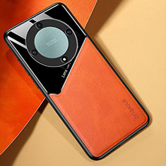 Funda Silicona Goma de Cuero Carcasa con Magnetico para Huawei Honor Magic5 Lite 5G Naranja