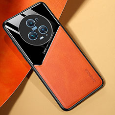 Funda Silicona Goma de Cuero Carcasa con Magnetico para Huawei Honor Magic5 Pro 5G Naranja