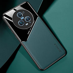 Funda Silicona Goma de Cuero Carcasa con Magnetico para Huawei Honor Magic5 Pro 5G Verde