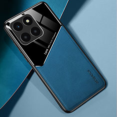 Funda Silicona Goma de Cuero Carcasa con Magnetico para Huawei Honor X6a Azul