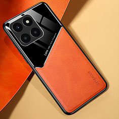 Funda Silicona Goma de Cuero Carcasa con Magnetico para Huawei Honor X6a Naranja