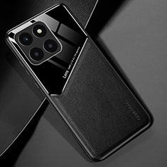 Funda Silicona Goma de Cuero Carcasa con Magnetico para Huawei Honor X6a Negro