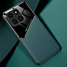 Funda Silicona Goma de Cuero Carcasa con Magnetico para Huawei Honor X6a Verde