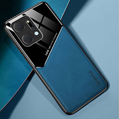 Funda Silicona Goma de Cuero Carcasa con Magnetico para Huawei Honor X7a Azul