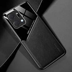 Funda Silicona Goma de Cuero Carcasa con Magnetico para Huawei Honor X7a Negro