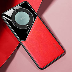 Funda Silicona Goma de Cuero Carcasa con Magnetico para Huawei Honor X9b 5G Rojo