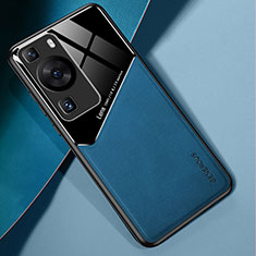 Funda Silicona Goma de Cuero Carcasa con Magnetico para Huawei P60 Pro Azul