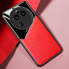 Funda Silicona Goma de Cuero Carcasa con Magnetico para Oppo Find X6 Pro 5G Rojo