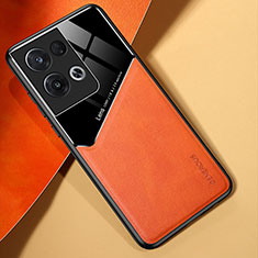 Funda Silicona Goma de Cuero Carcasa con Magnetico para Oppo Reno8 5G Naranja