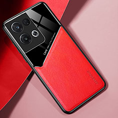 Funda Silicona Goma de Cuero Carcasa con Magnetico para Oppo Reno9 Pro 5G Rojo