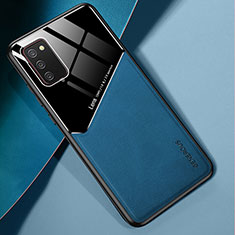 Funda Silicona Goma de Cuero Carcasa con Magnetico para Samsung Galaxy A02s Azul