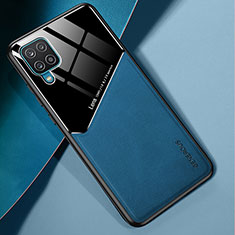 Funda Silicona Goma de Cuero Carcasa con Magnetico para Samsung Galaxy A12 5G Azul