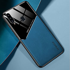 Funda Silicona Goma de Cuero Carcasa con Magnetico para Samsung Galaxy A20s Azul