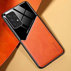 Funda Silicona Goma de Cuero Carcasa con Magnetico para Samsung Galaxy A32 5G Naranja