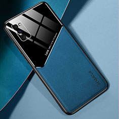 Funda Silicona Goma de Cuero Carcasa con Magnetico para Samsung Galaxy A41 Azul