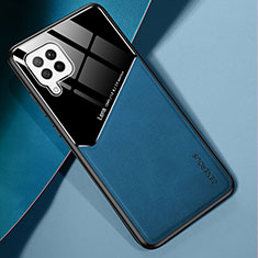Funda Silicona Goma de Cuero Carcasa con Magnetico para Samsung Galaxy A42 5G Azul