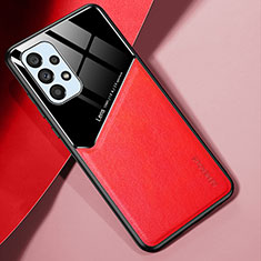 Funda Silicona Goma de Cuero Carcasa con Magnetico para Samsung Galaxy A53 5G Rojo