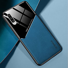 Funda Silicona Goma de Cuero Carcasa con Magnetico para Samsung Galaxy A70 Azul