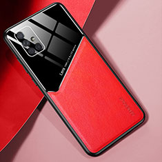 Funda Silicona Goma de Cuero Carcasa con Magnetico para Samsung Galaxy A71 4G A715 Rojo