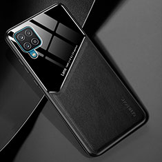 Funda Silicona Goma de Cuero Carcasa con Magnetico para Samsung Galaxy M12 Negro