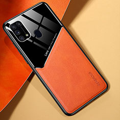 Funda Silicona Goma de Cuero Carcasa con Magnetico para Samsung Galaxy M21s Naranja