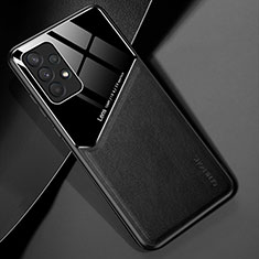 Funda Silicona Goma de Cuero Carcasa con Magnetico para Samsung Galaxy M32 5G Negro