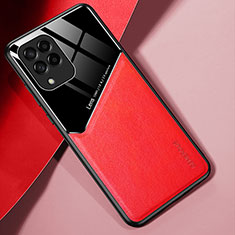 Funda Silicona Goma de Cuero Carcasa con Magnetico para Samsung Galaxy M53 5G Rojo