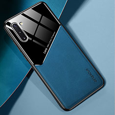 Funda Silicona Goma de Cuero Carcasa con Magnetico para Samsung Galaxy Note 10 5G Azul