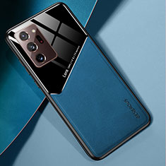 Funda Silicona Goma de Cuero Carcasa con Magnetico para Samsung Galaxy Note 20 Ultra 5G Azul