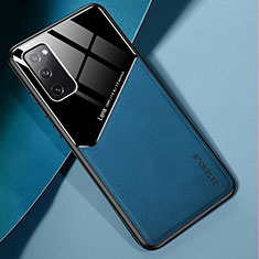 Funda Silicona Goma de Cuero Carcasa con Magnetico para Samsung Galaxy S20 FE 4G Azul