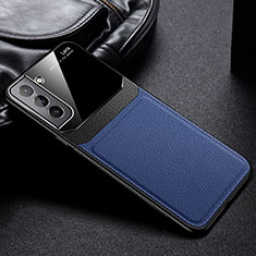Funda Silicona Goma de Cuero Carcasa con Magnetico para Samsung Galaxy S22 Plus 5G Azul