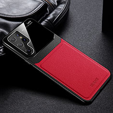 Funda Silicona Goma de Cuero Carcasa con Magnetico para Samsung Galaxy S22 Ultra 5G Rojo