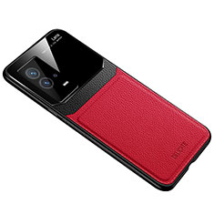 Funda Silicona Goma de Cuero Carcasa con Magnetico para Vivo iQOO 8 Pro 5G Rojo