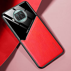 Funda Silicona Goma de Cuero Carcasa con Magnetico para Xiaomi Mi 10T Lite 5G Rojo